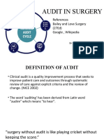 Audit in Surgery: References Bailey and Love Surgery (27ed) Google, Wikipedia