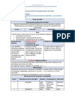 Guía para Presentar La Programación Del Taller