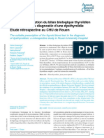 La Juste Prescription Du Bilan Biologique Thyroïdien Dans Le Cadre Du Diagnostic D'une Dysthyroïdie Étude Rétrospective Au CHU de Rouen