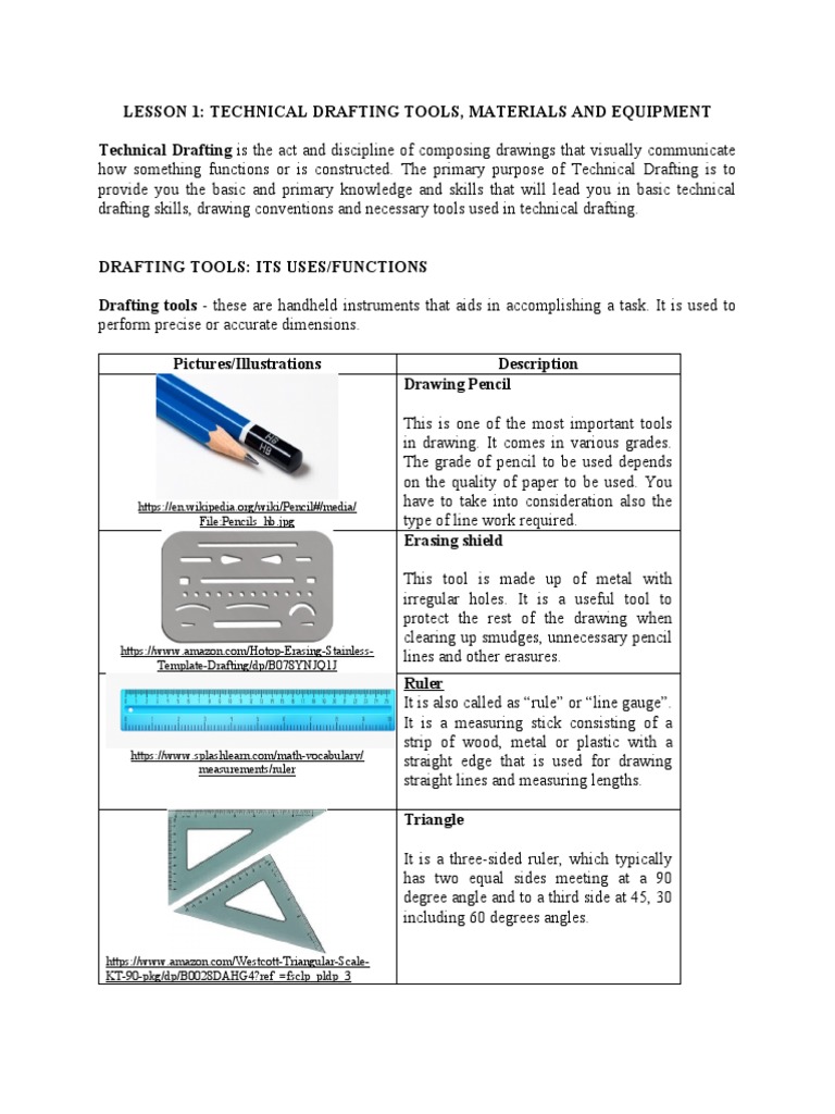 Tech Draft Tools Materials and Equipment PDF Technical Drawing