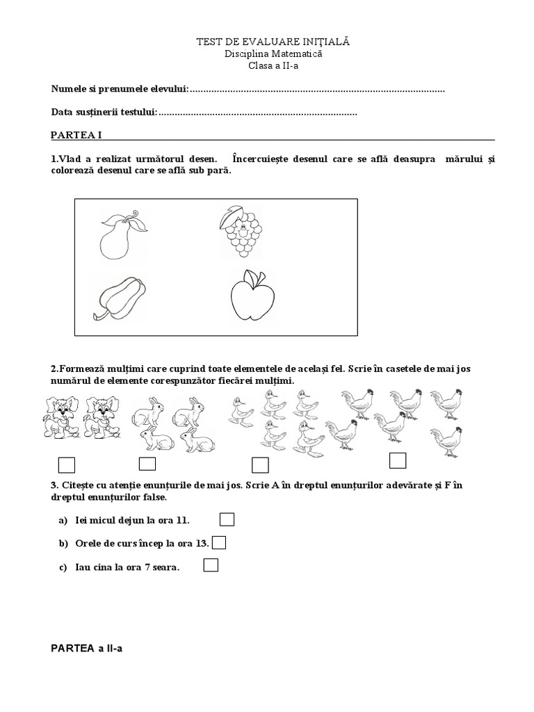 Test - de - Evaluare - Initiala Cu Itemi | PDF