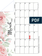 March Calendar 2023 Printable Rose