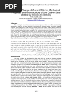 Study The Change of Current Weld On Mechanical Properties and Microstructure of Low Carbon Steel Welded by Electric Arc Welding