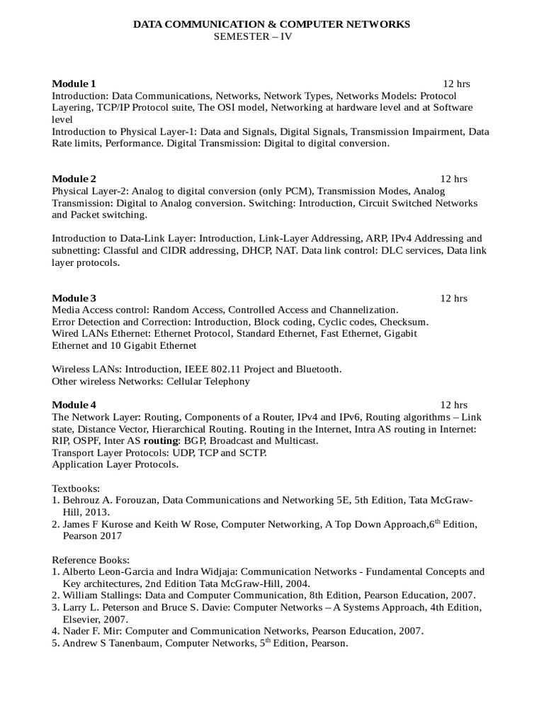 Data Communication & Networks Course | PDF | Computer Network ...