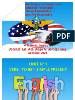 Unit Nº1 Simple Present Tense Verb TO BE 1st Part