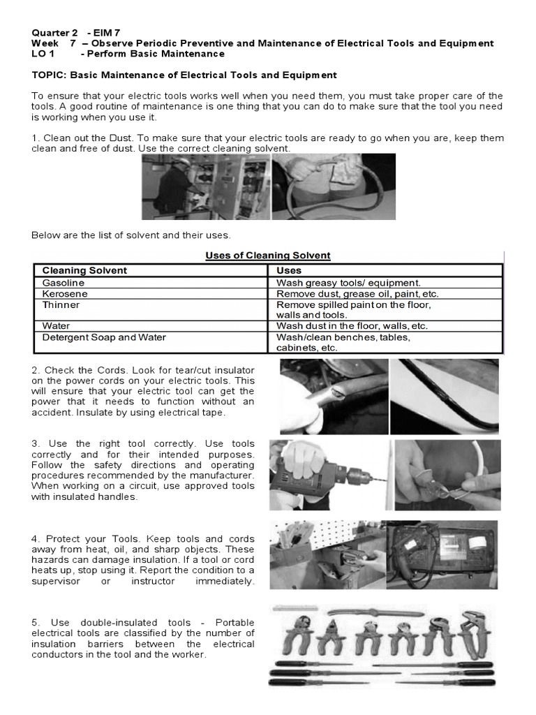 Electrical Tools Maintenance & Workplace Hazards | PDF