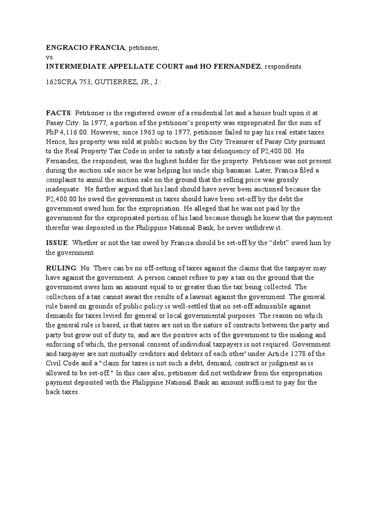 Francia vs. Intermediate Appelate Court, Et al.162SCRA 753 PDF