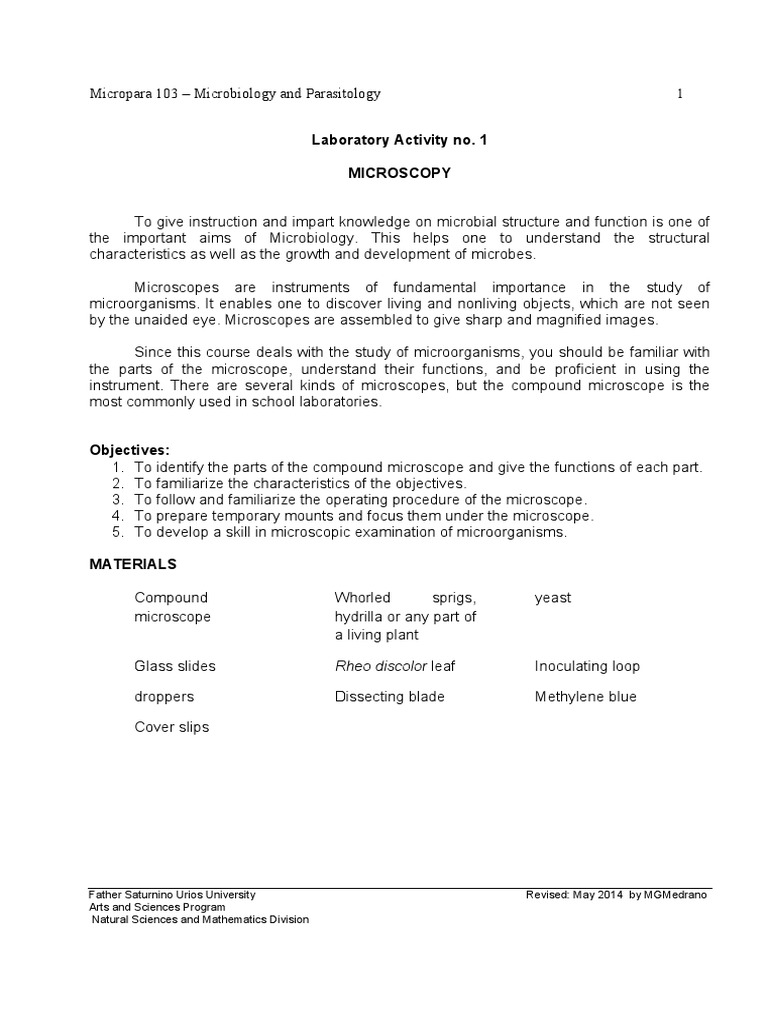 MICROPARA Activity-13 PDF | PDF | Microscope | Laboratory Techniques