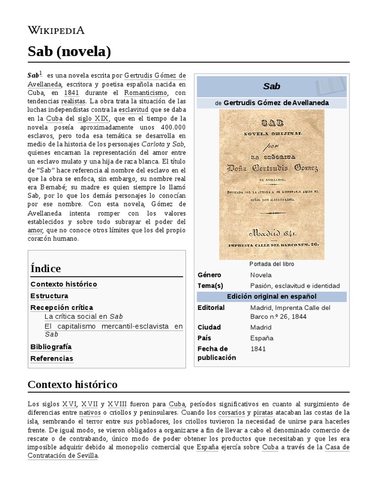 Sab (Novela) | PDF | Historia | Clásicos