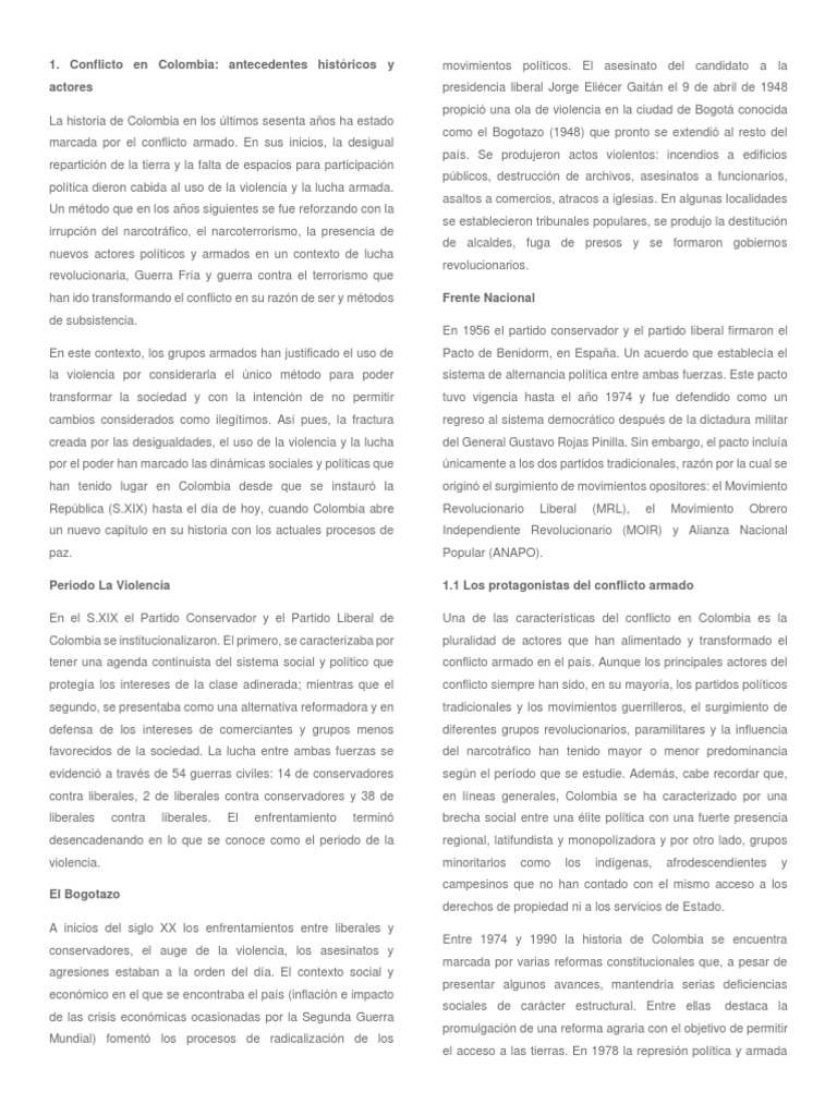 Orígenes de la violencia en Colombia | PDF | Colombia | Política de ...