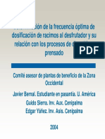 Determinación de La Frecuencia Óptima de Dosificación de Racimos Al Desfrutador y Su Relación Con Los Procesos de Digestión y Prensado