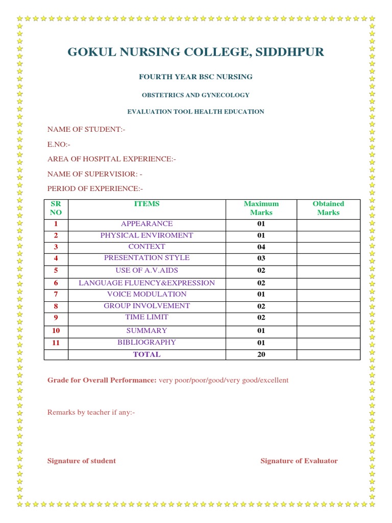 Evaluation Form Health PDF | PDF