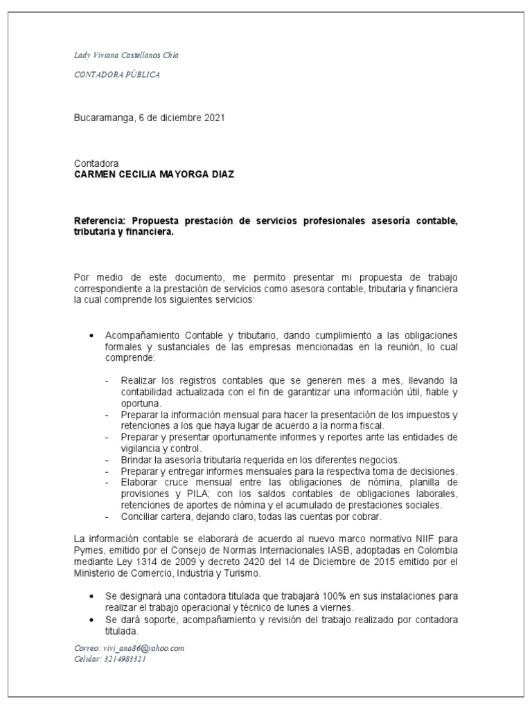 Propuesta de Servicios Contables | PDF | Contador | Contabilidad