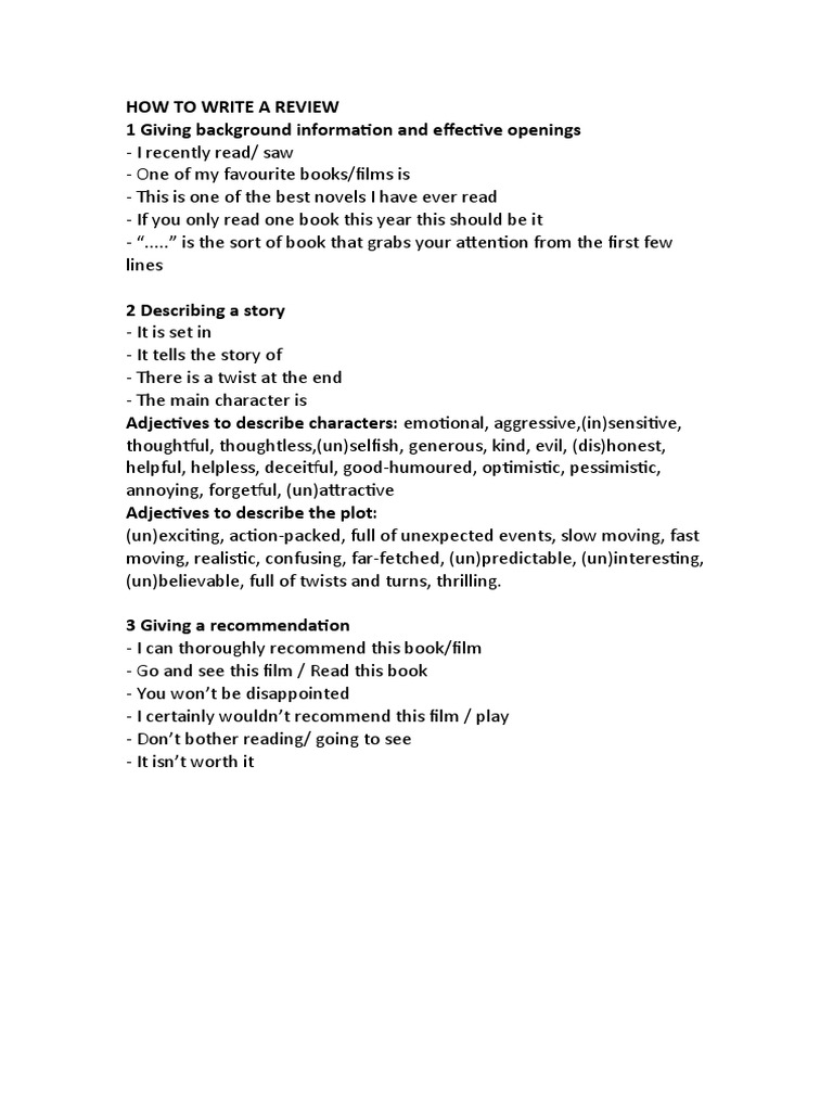 How To Write A Book or Film Review PDF