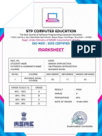 Advance Excel Marksheet