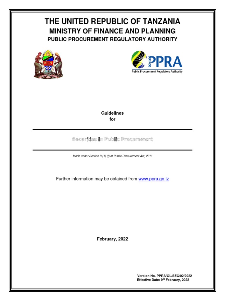 Guidelines for Tender Securities in Tanzania | PDF | Procurement ...