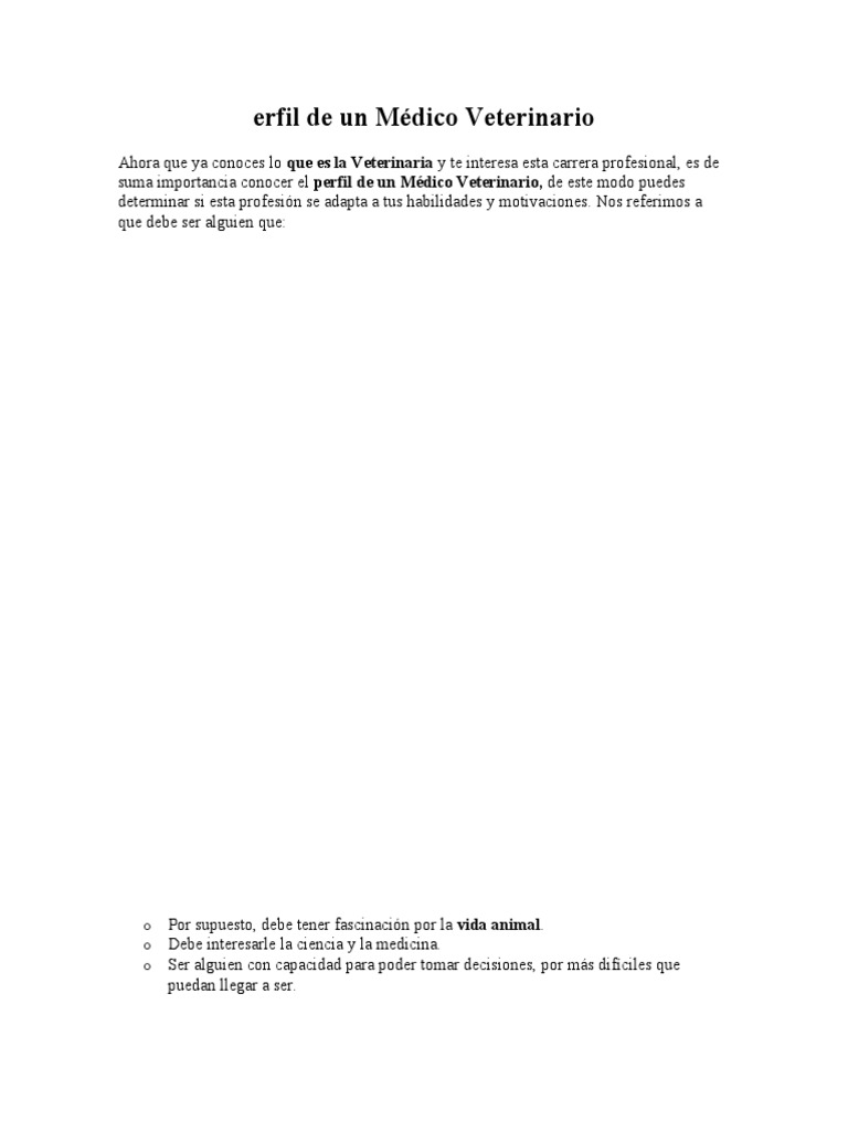 Perfil y habilidades del veterinario | PDF | Medicina Veterinaria ...