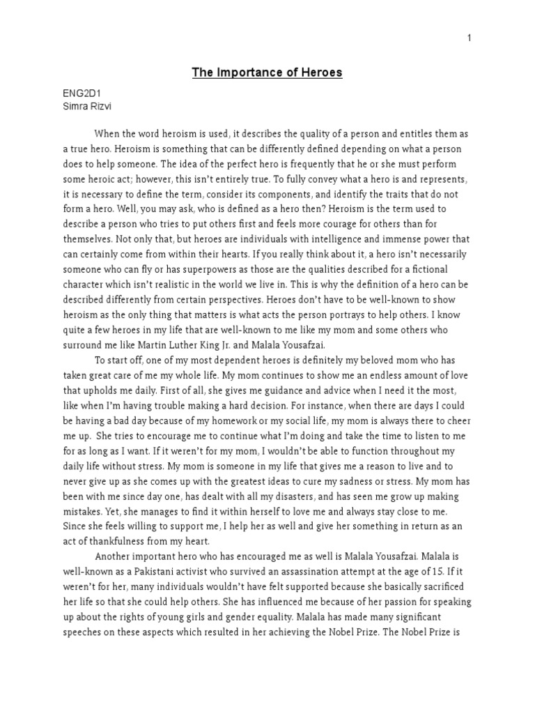 The Importance of Heroes (Simra Rizvi) PDF | PDF | Hero | Malala Yousafzai