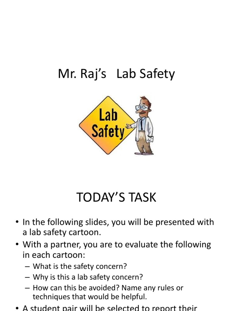 Mr Raj's Lab Safety Cartoons PDF Occupational Safety And Health