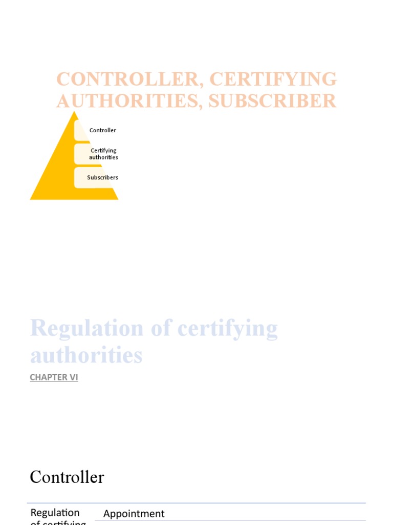 Controller, Certifying Authorities, Subscriber PDF License Public