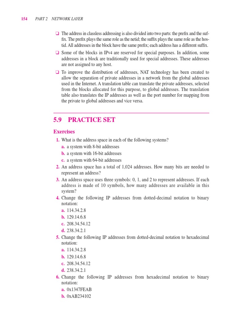 IP Addressing and Subnetting Exercises | PDF | Ip Address | Wide Area ...