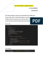 Computer Networks Laboratory-6 121910308021 Khaleelulla: Server Code