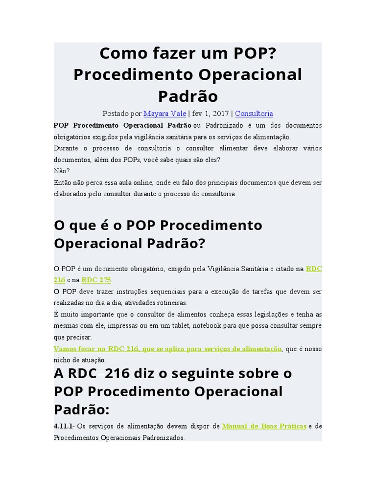 Como Fazer Um POP | PDF | Reservatório de petróleo | Desperdício