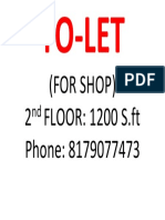 To-Let: (For Shop) 2 FLOOR: 1200 S.FT Phone: 8179077473