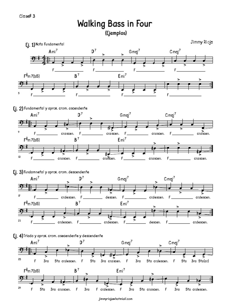 Walking Bass in Four (Ejemplos) | PDF
