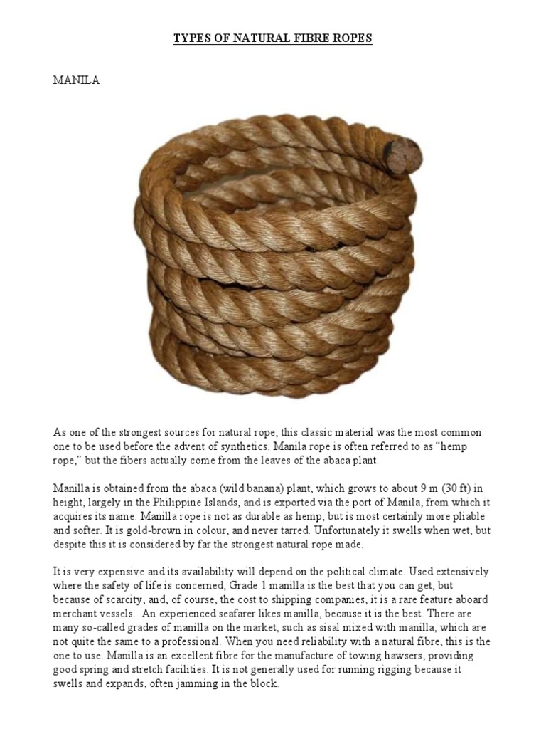 Types of Natural Fibre Ropes PDF Jute Rope