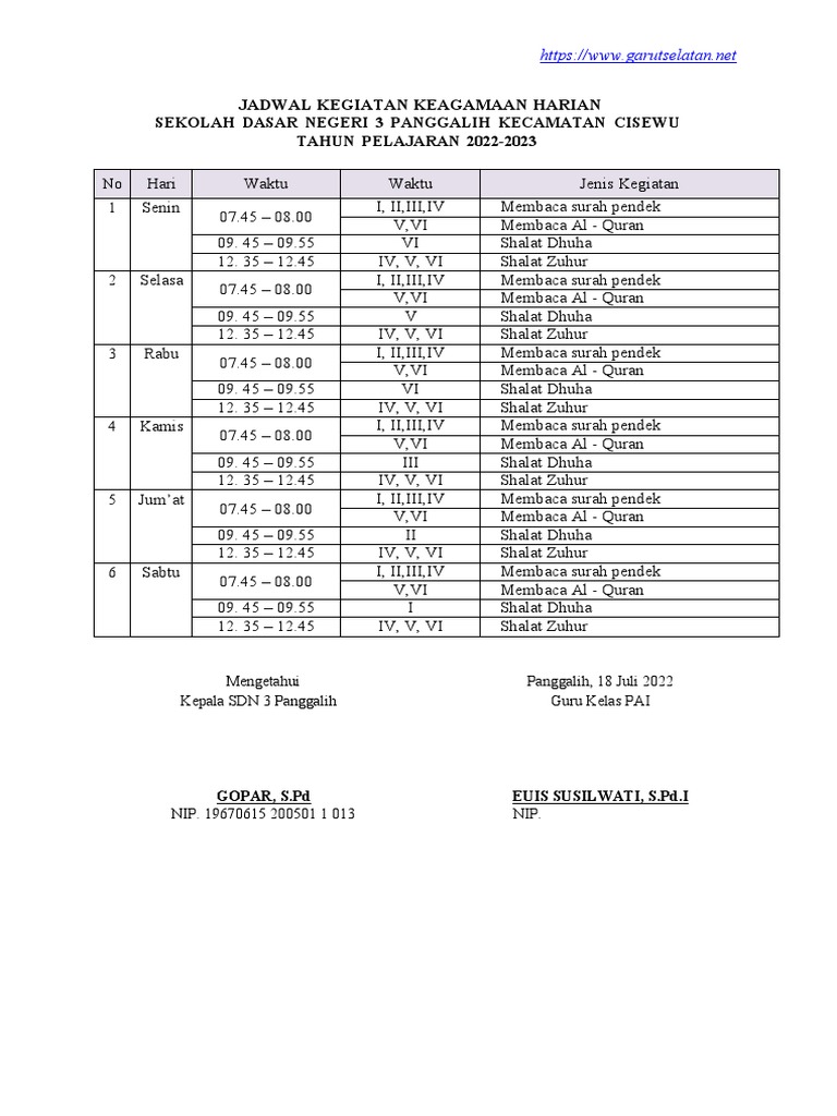 (GSN) Jadwal - Kegiatan - Keagamaan | PDF