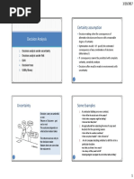 Certainty Assumption: Decision Analysis Decision Analysis