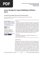 Lance Design For Argon Bubbling in Molten Metal