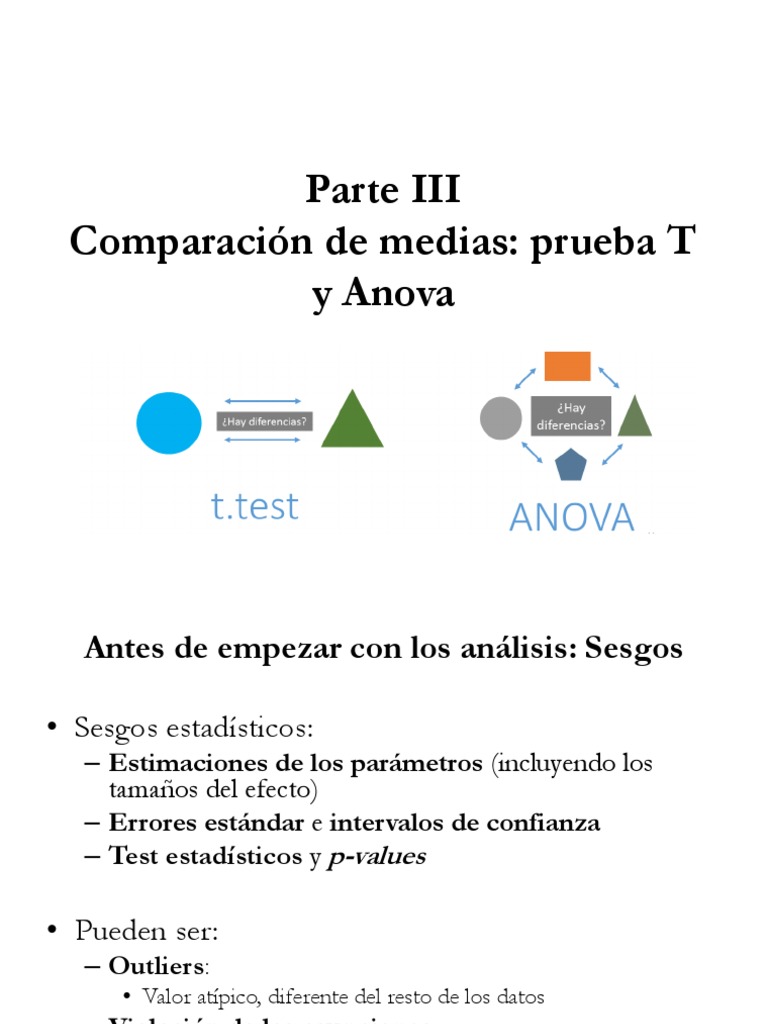 Comparación de Medias: T-Test y ANOVA | PDF | Prueba T de Student ...