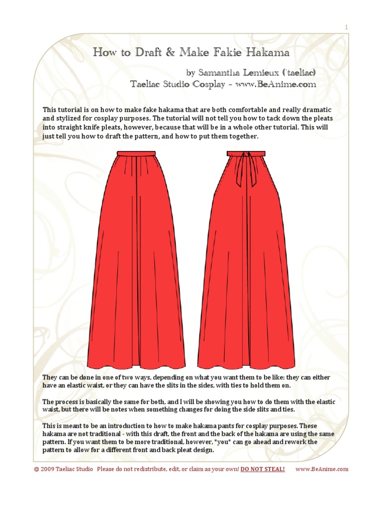 Tutorial Make Your Own Hakama by Taeliac | PDF | Seam (Sewing) | Sewing, image size:768x1024