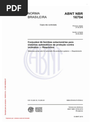 NBR 16704 - 2020 - Conjuntos de Bombas Estacionárias para Sistemas