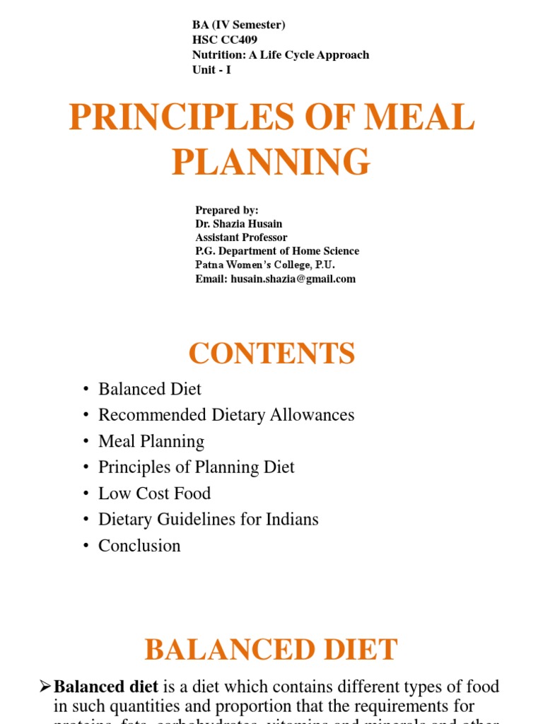 Meal Planning Pdf Diet Nutrition Diet Nutrition