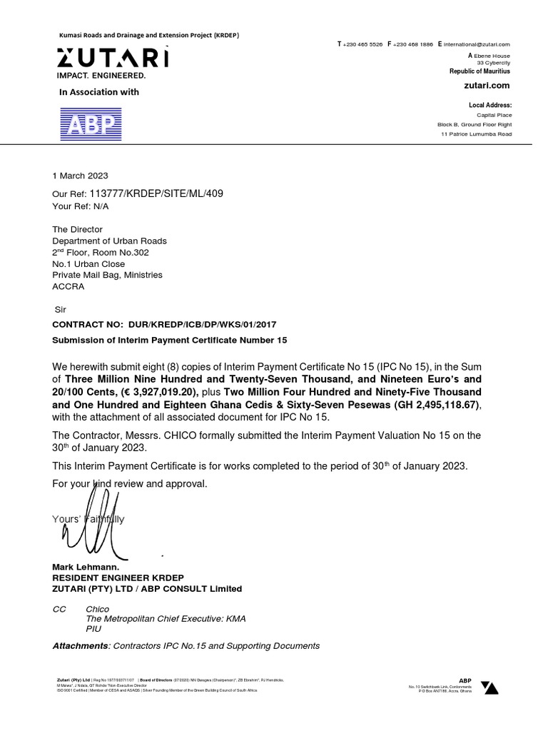 1 - Letter No.409-Submission of IPC No 15 - 1march2023 PDF | PDF
