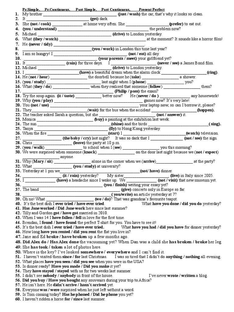 Past Simple Past Continuous Present Perfect 1 | PDF