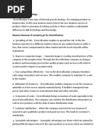 Diversification, Venturing and Corporate Restructuring For National and International Business