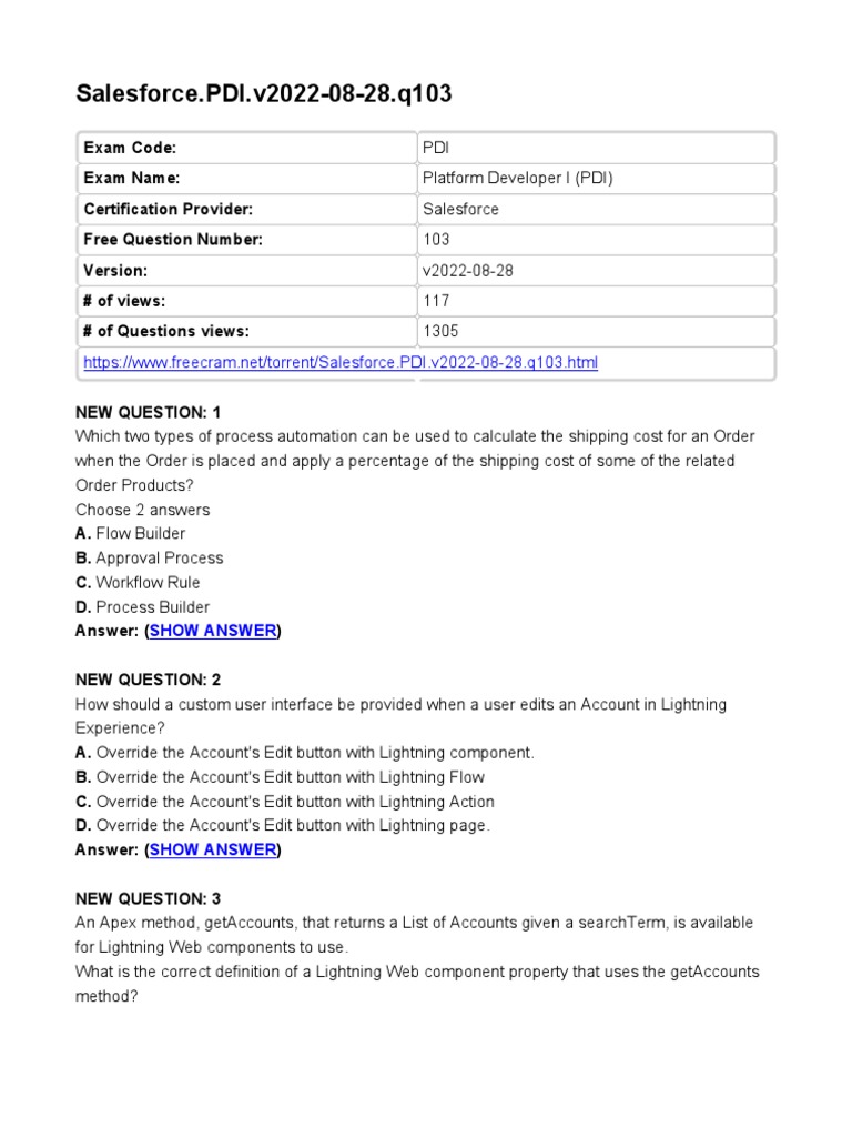 Salesforce PDI v2022-08-28 q103 PDF | PDF | Class (Computer Programming ...