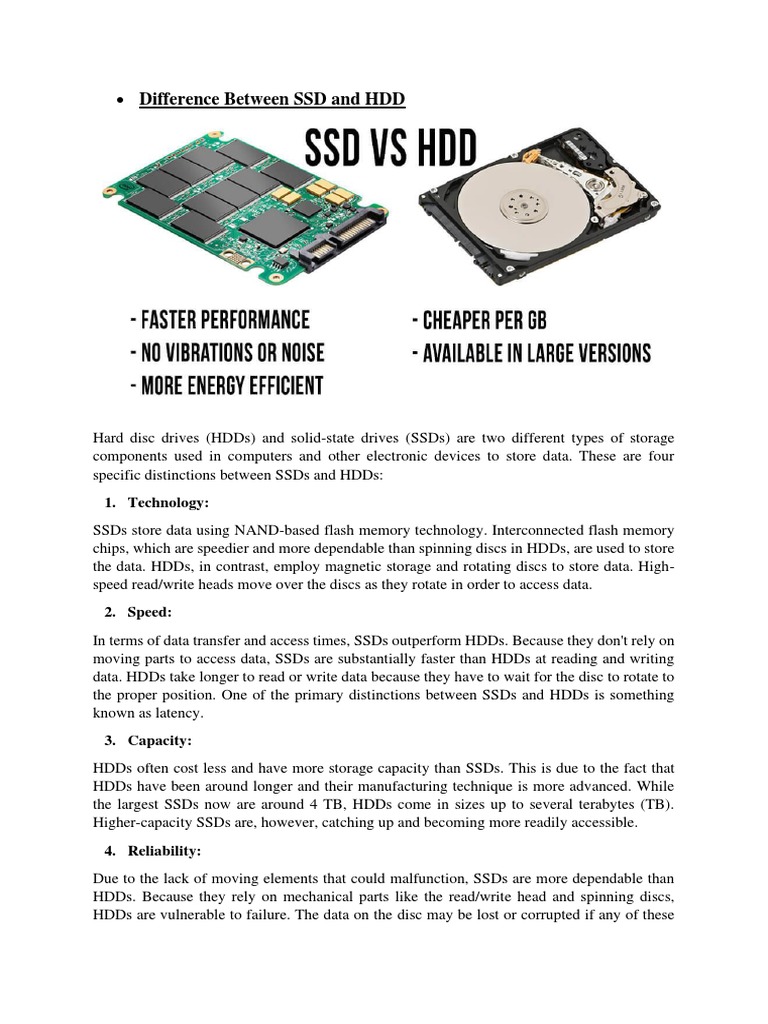 Difference Between SSD and HDD PDF
