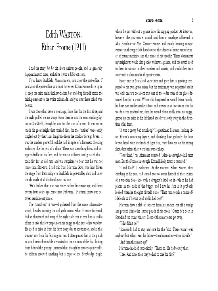 Wharton edith ethan frome pdf ethan frome