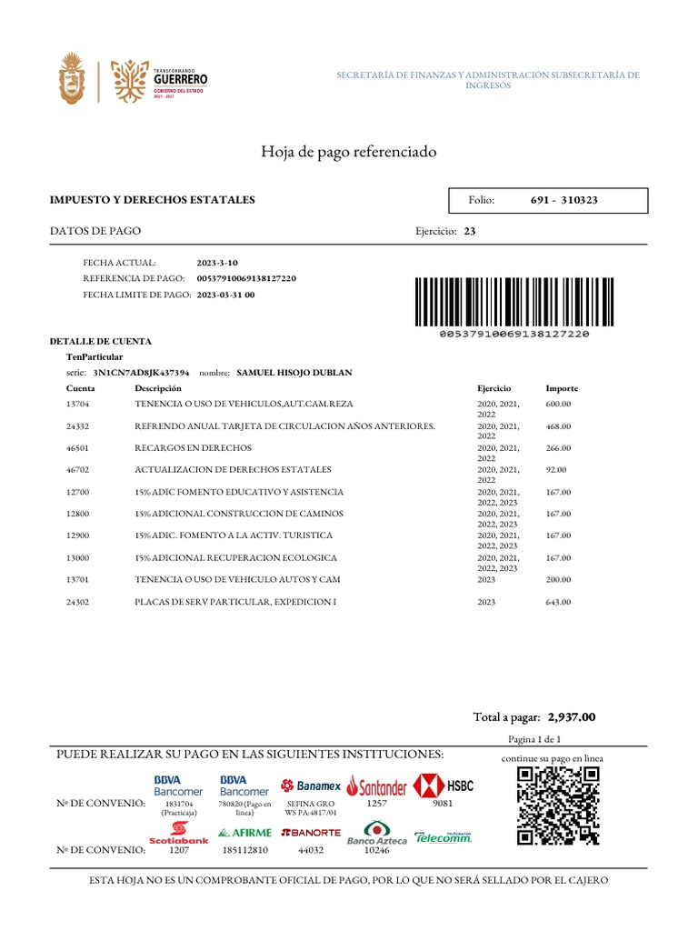 Pago Tenencia Vehicular 2023: Detalles y Requisitos | PDF | Negocios ...