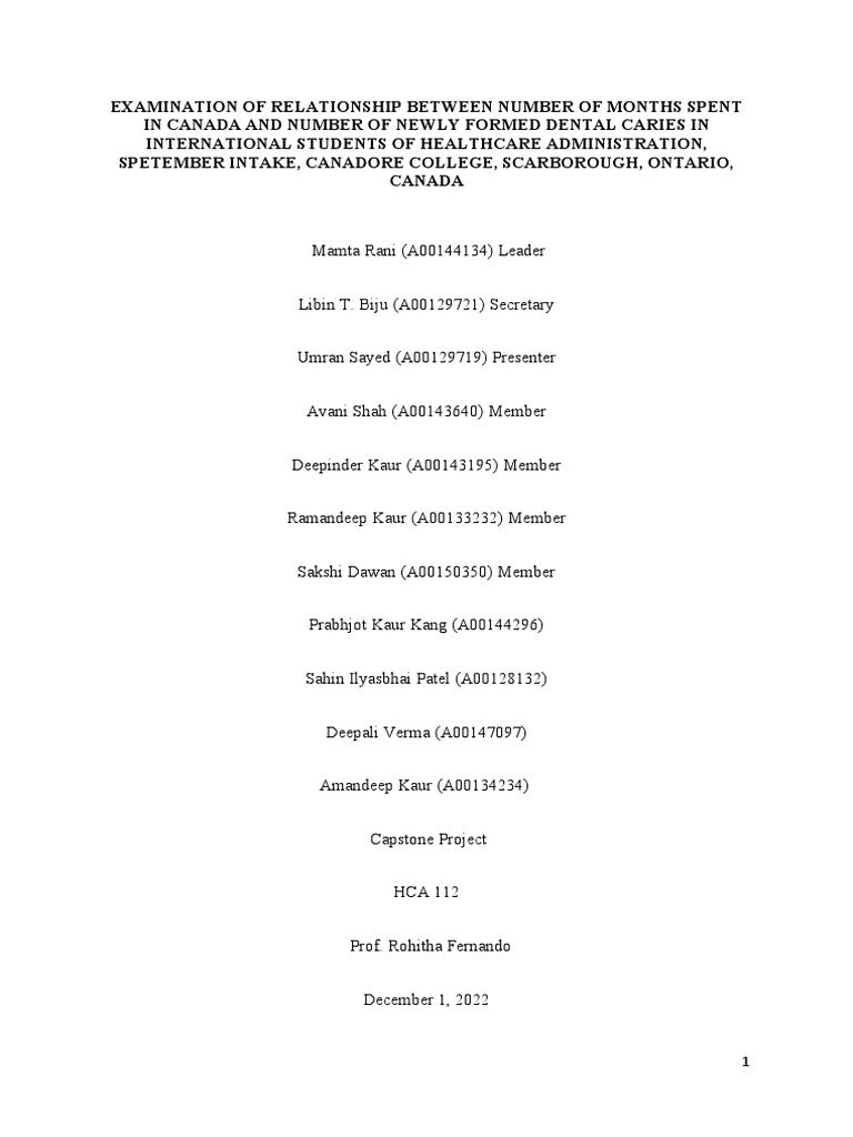 Capstone Project PDF Dentistry Health Care