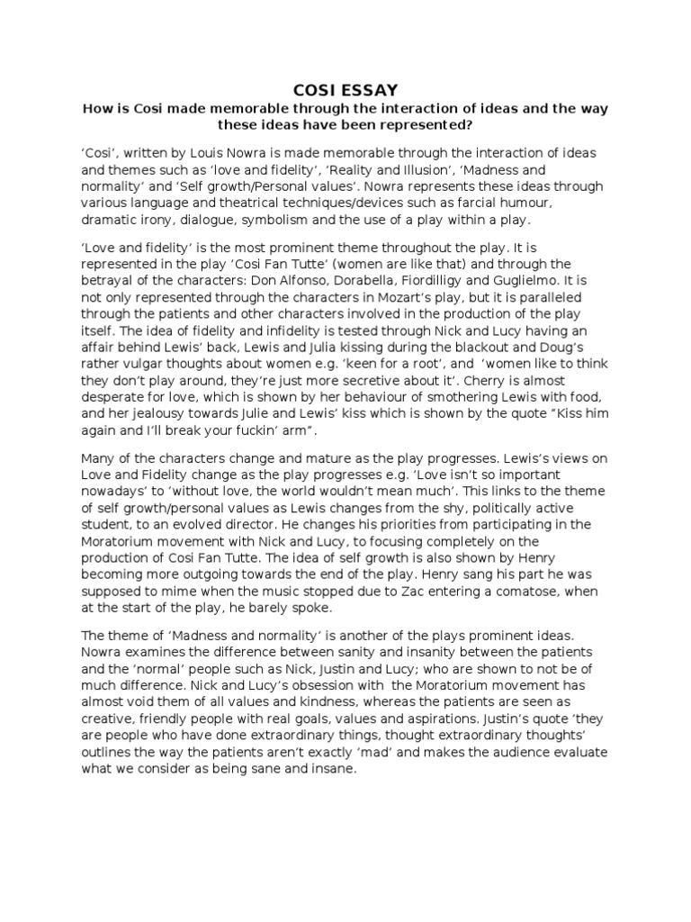 Cosi: Themes of Love and Madness | PDF | Irony, image size:768x1024