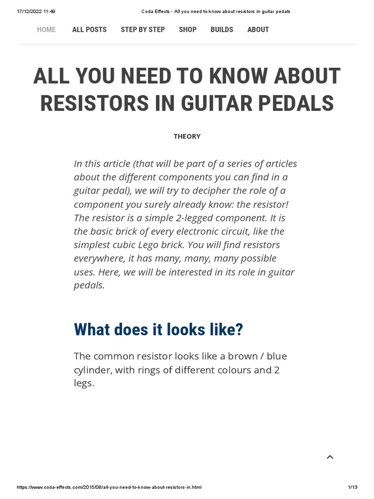 Coda Effects All You Need To Know About Resistors in Guitar Pedals