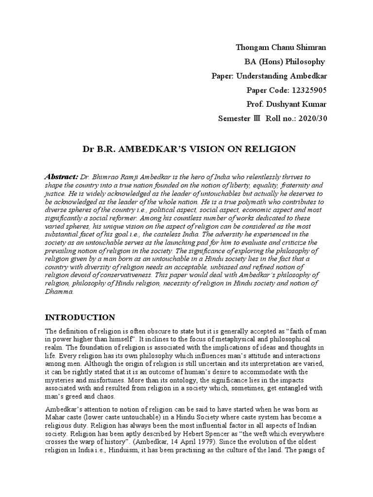Ambedkar's Philosophy on Religion | PDF | Indian Religions