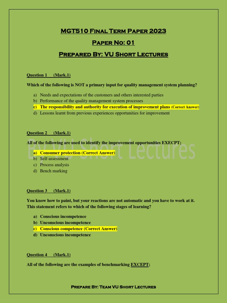 Mgt510 final term paper 2023 pdf quality management system