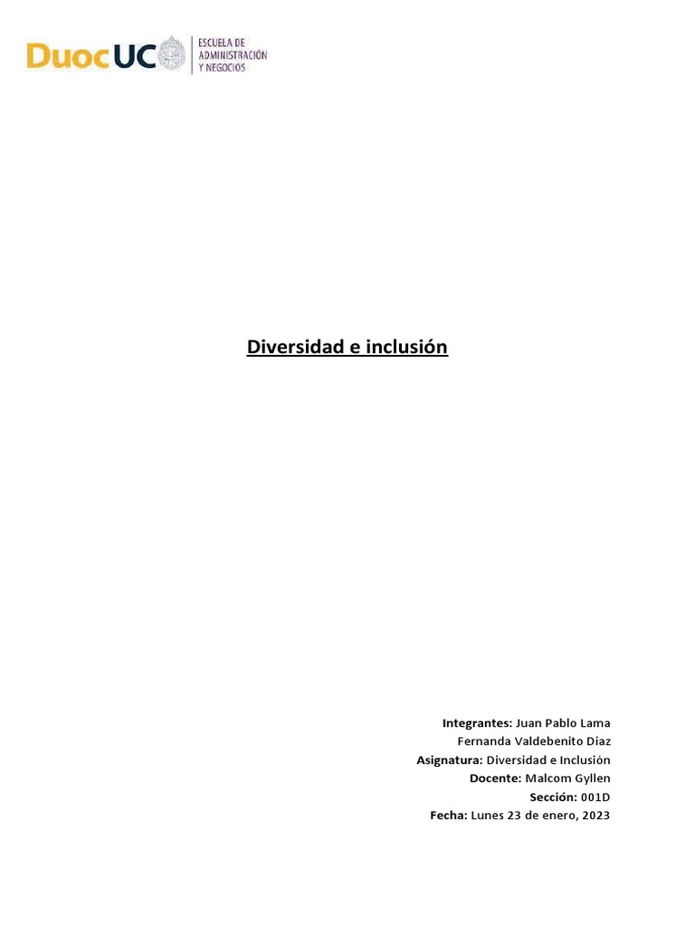 Ev 3 Diversidad e Inclusión | PDF | Invalidez | Inclusión (Educación)